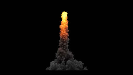 Launching-rocket-fire-and-smoke-from-distance,-effect